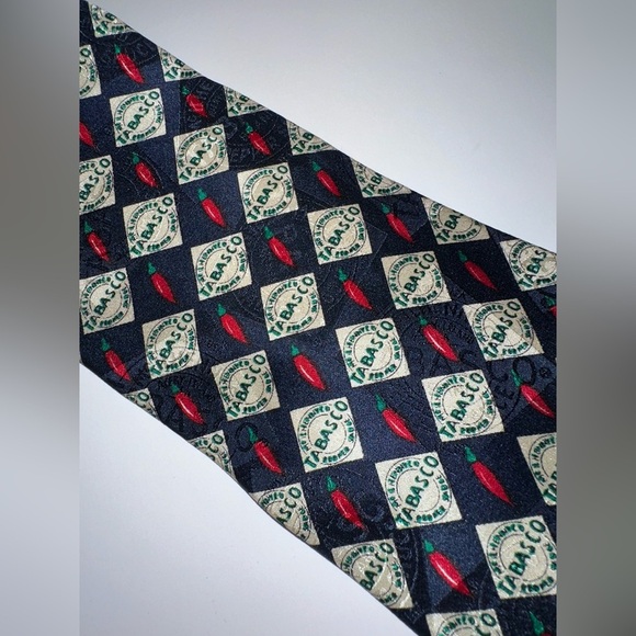 Tabasco Navy and Red Geometric Tie - Picture 3 of 3